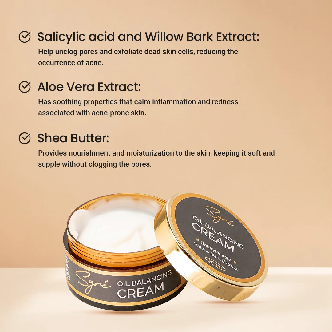 """Syre Oil Balancing Cream"" ""Salicylic Acid Cream for Oily Skin"" ""Night Cream for Oily Skin"" ""Best Cream for Oily Skin"" ""Cream for Blemishes"" ""Day Cream for Oily Skin"" ""Oil Balancing Face Cream"" ""Syre Cosmetic Product"""